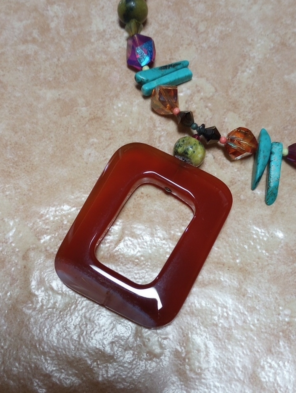 Emily Ray Turquoise, Brown & Multicolor Beaded Pendant Necklace - Picture 2 of 7